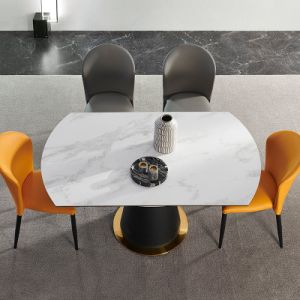 Metal Base Sintered Stone 75ch Height Oval Rotate Table