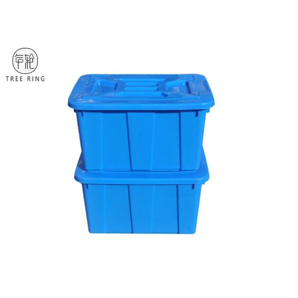 Quality C614l  Stackable Blue Plastic Storage Boxes With Lids / Cover  670 * 490 * 390 Mm wholesale