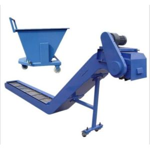Professional Metal Chip Conveyor Blue Green CNC Scraper Chain Conveyor