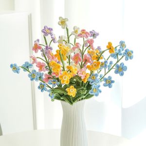 7x44cm Handmade Knitted Forget-Me-Not Bouquet Crochet Artificial Flower