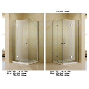 Rectangle Folding Frameless Glass Shower Enclosures With Stainless Steel Hinges