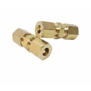 Brass Material CNC Compression Pipe Fittings 1/4'' X 1/4''