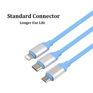 1.2 M 3 in1 Multi-Function Durable TPE Micro USB Type C charging Cable Cord For