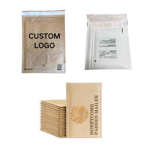 Custom Logo Printed Padded Mailer Envelopes Compostable Padded Kraft Mailer Eco