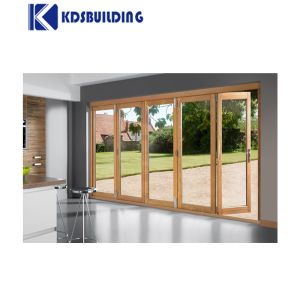 KDSBuilding Solid Teak Double Glass Horizontal Folding Garage Paint Colors Wood