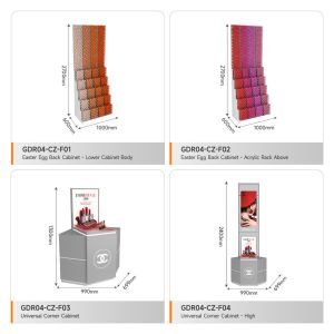 Display Counter Gray Wooden Makeup With Island Led Light For Trendy Shop Display