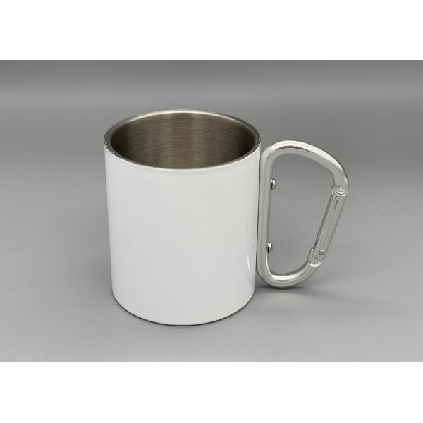 Stainless Steel Portable 300ml Capacity Custom Camping Mugs With Carabiner