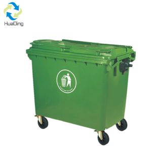 Large 660 litre with lid plastic garbage bins