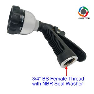 Metal 8-Pattern Garden Hose Nozzle With Rear-Trigger Control