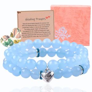 China 8mm Amethyst Blue Aquamarine Gemstone Bracelets Crystal Healing on sale