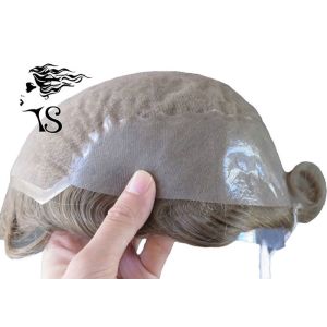 Cheap Light Wave Grey Toupee Hair Replacement System Full Lace For Thinning Hair Men for sale