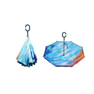Reverse Double Layer Inverted Umbrella Cars Custom C Handle Windproof