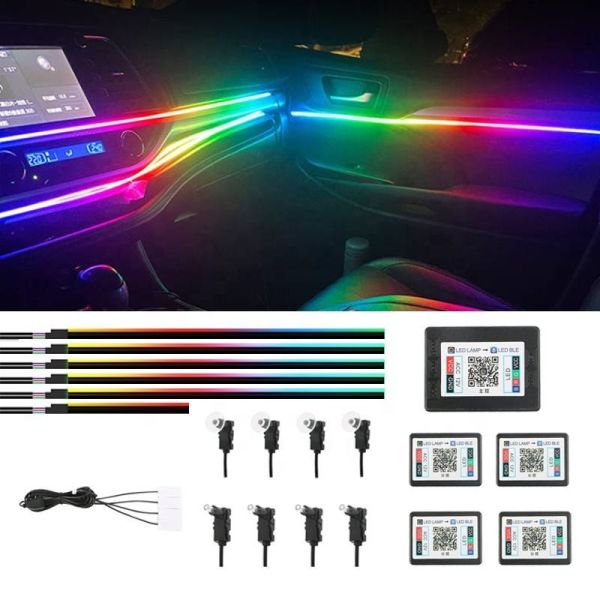 Quality Car symphony Led Cold line Light Optic Fiber Light RGB Dream Color APP control LED interior Ambient Atmosphere Strip Lights wholesale