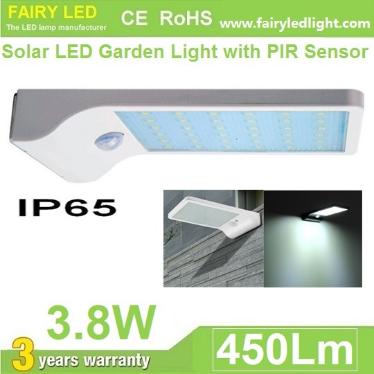 Quality Solar LED Wall Light 3.8W with PIR Motion Sensor Day Light Sensor IP65 Waterproof 3 years warranty wholesale