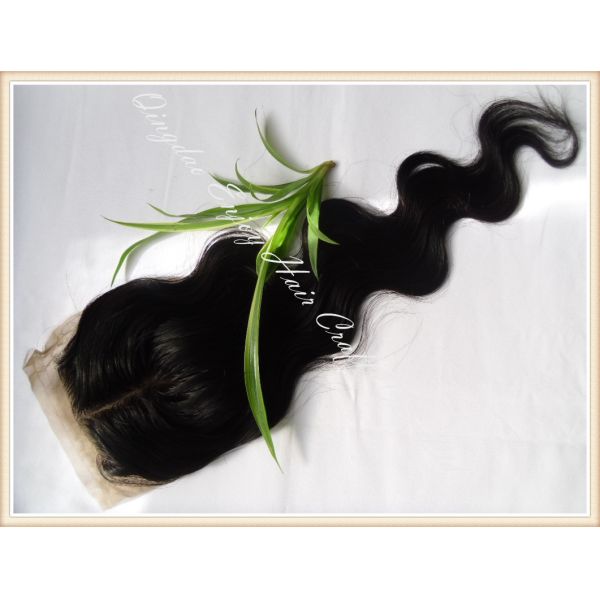 Quality Silk top closure 4''x4'' peruvian virgin hair natural color,body wave 10''-24''middle part wholesale