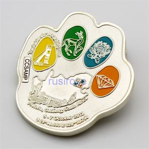 Personalized bear palm print badges custom made, painted metal brooch, antique