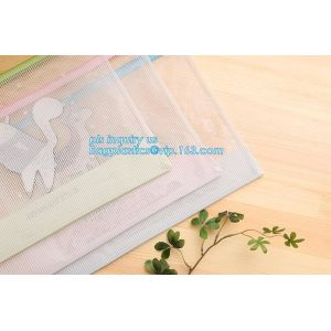 Customized Mesh Pencil Bag A4 Travel Passport Pouch, Zipper Lock Document File