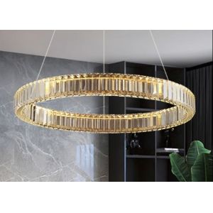 China Crystal Chandelier Round Led Hotel Room Lighting Gold stainless steel Lamp on sale