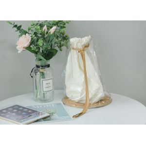 China Korean Style PVC Tote Bag With White Cotton Bag Inside And Leather Drawstring on sale