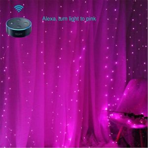 LED Curtain Lights Window Lights Remote APP Timer Colors Pink Green Blue Purple