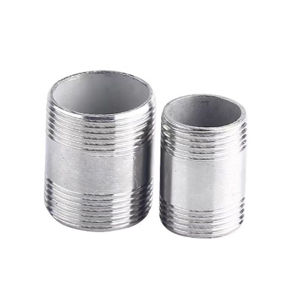 Quality Thread Connection Sanitary 201 304 Stainless Steel Double Round Thread Pipe Nipple wholesale