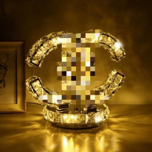 Crystal Table Lamp Bedroom Crystal Bedside Lamp Round LED Decorative Table Lamp