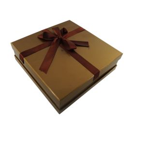 Supply Flat Pack Square Cardboard Gift Box With Lid Texture Paper Bowknot Design