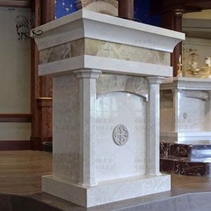 Marble Altar Table Church Podium Hand-Made Religious Sculptures Customized