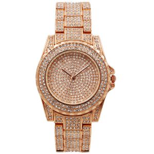3bar Waterproof Alloy Quartz Watch 38mm Luxury Diamond British