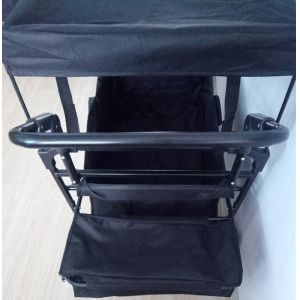 Black Folding Beach Wagon 600D Folding Wagon With Cover And Push Handle