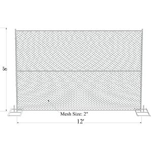 chain link temporary construction fence panels 6FT X 10F Mesh 2 3/8 " x 2 3/8" (