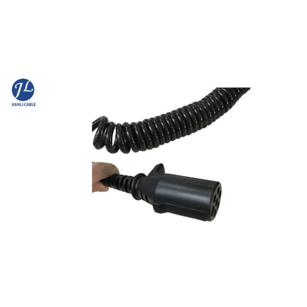 Quality Spring Coiled Trailer Wire With 7 Pole Plastic Socket for Agricultural Vehicle Rear View System wholesale