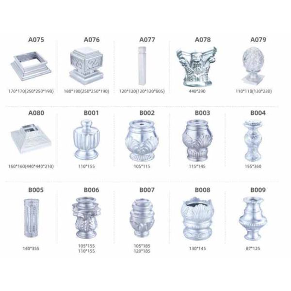 80X80 Aluminum Alloy Guardrail Balcony Railing Stair Handrail Post Cap Peak Cover Heart Seat