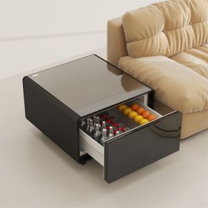 Refrigerated Drawer USB Interface Modern Smart Coffee Table with Aluminum Metal