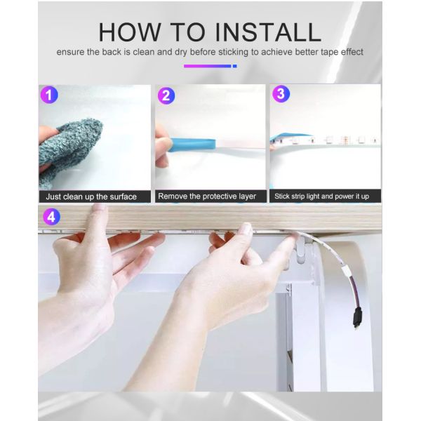 25000H 18W 5050RGB 5m/Roll USB LED Strip Light Drop Glue