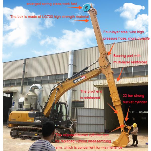 Two Section Excavator Telescopic Boom Arm For 6-36 Ton With Standard Bucket
