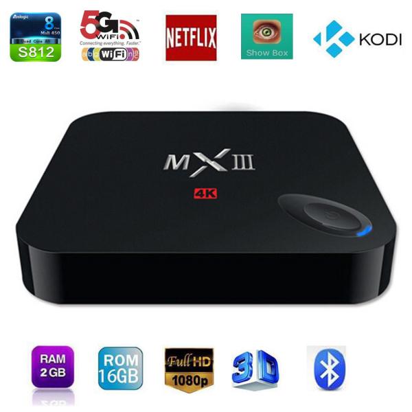 Quality Updated MX3 MXIII Android tv box S812 Quad core 2G/8G Kodi Loaded Dual Wifi Media Player wholesale