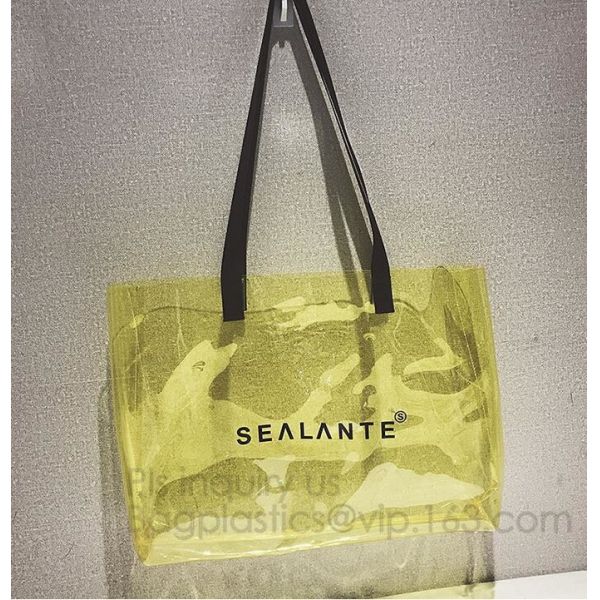 Plastic Waterproof Beach Bag, satchel handbag with a purse for women, Pockets And Zipper See Through PVC Tote Bag, carry