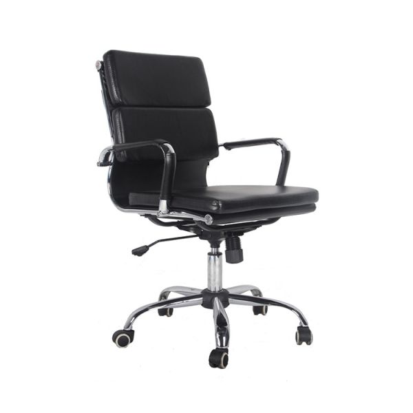 Quality Middle Back Modern Manager Office Chairs Black Coating Sled Frame wholesale