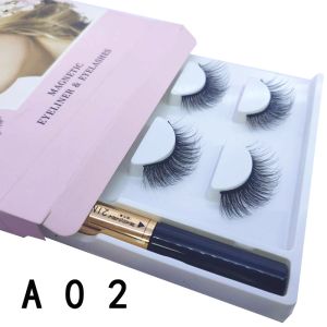 Reusable 2 Pairs Black Magnetic False Lashes With Glue Free