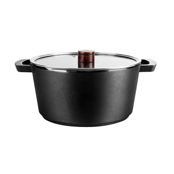 Quality Aluminum Alloy Black Non Stick Milk Pot 24cm Velosan 4L Anti Scald Handle wholesale