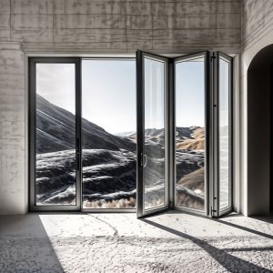 Powder Coating Folding Glass Windows Panels 5mm / 6mm Thickness