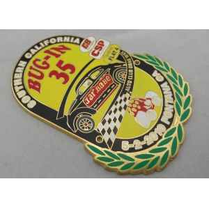 Synthetic Enamel, Gold Plating Metal Souvenir Gift Car Badge with Laser Engraved