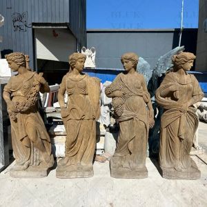 Four Seasons Goddess White Marble Sculpture Ancient Greek Lady Statue Garden