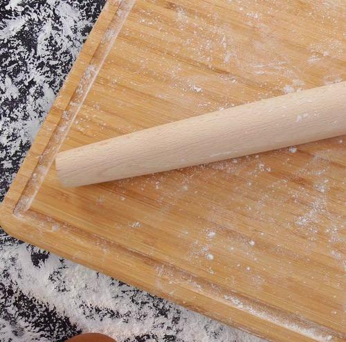 Solid 8" Pizza Dough Roller Kitchen Utensil Baking Tool Beech Wood French Rolling Pin