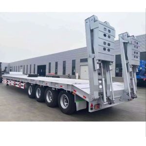 Gooseneck Detachable 4 Axle Low Bed Trailer , Lowboy Semi Trailer For Sale