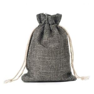 Lightweight Clear Jute Mesh Drawstring Bags Burlap Natural Fibers Grey Color
