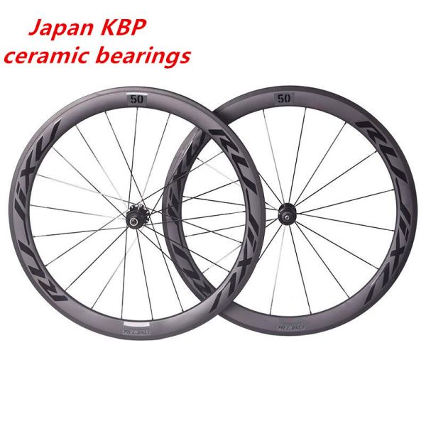 Quality Ceramic Bearing Hub Carbon Road Wheelset 25mm Width With Straight Flat Spokes wholesale