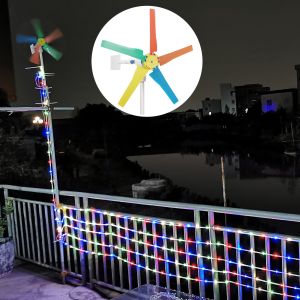 Yard Garden Rainbow Windmills Wind Turbine Spinner Power Generator with Led