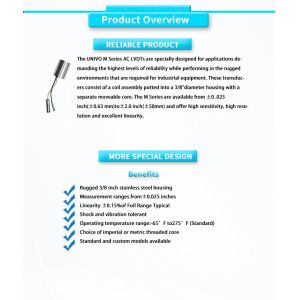 High Sensitivity 3.5mV/V/.001 Inch UBMD-375-025Y UNIVO Miniature AC LVDT Range